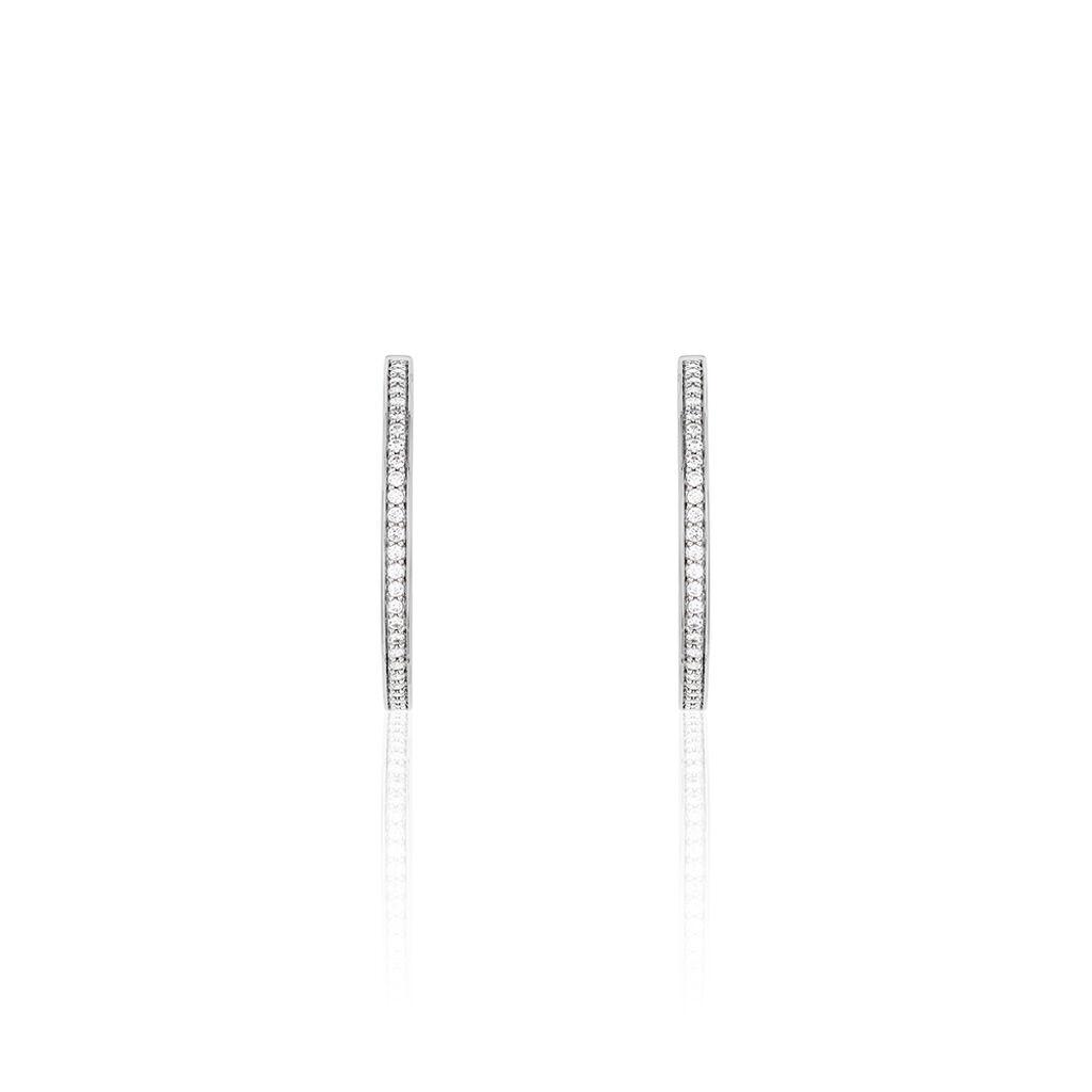 Damen Creolen Silber 925 Zirkonia Wei&szlig; B 3,4 mm