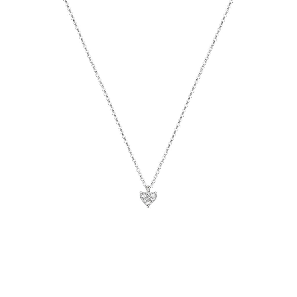 VIRELLE Damen Collier Wei&szlig;gold 585 (14 Karat) Diamant Wei&szlig; 0,01 ct Herz