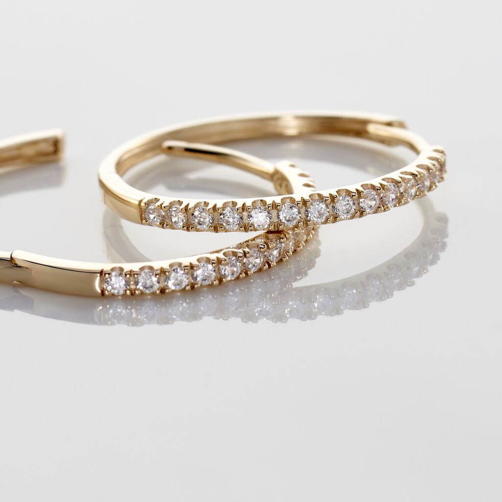 ALAINA Damen Creolen Gold 375 (9 Karat) Zirkonia Wei&szlig; 0,52 ct