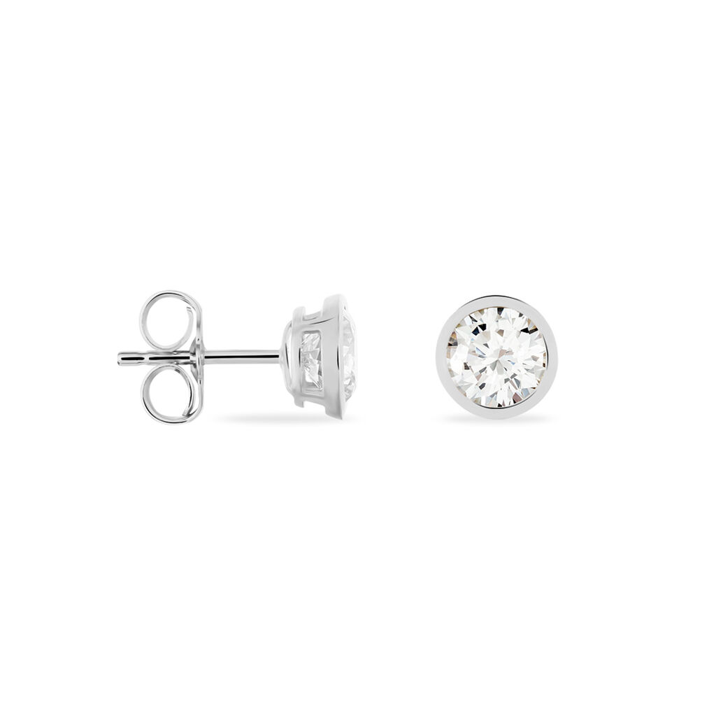 Damen Ohrstecker Weißgold 375 Zirkonia Kreis Zarge 6,00mm  - Ohrstecker Damen | OROVIVO