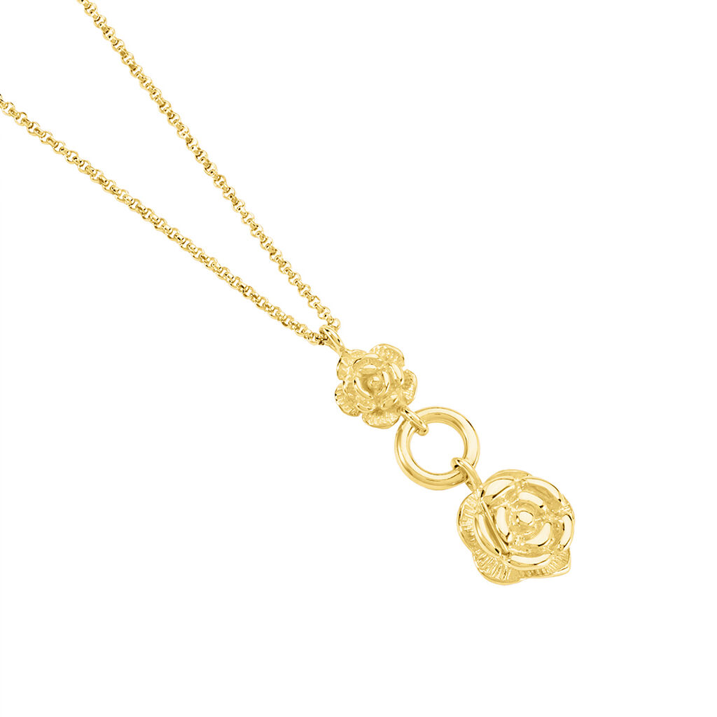 ROSALIA Damen Collier Silber vergoldet 925 Rosette