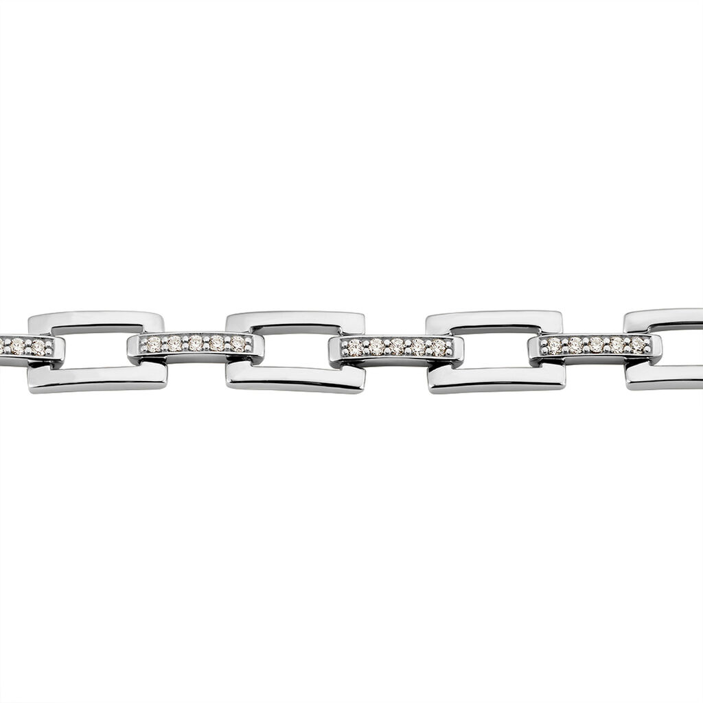 BE SQUARE Damen Armband Silber 925 Zirkonia Wei&szlig; Rechteckig