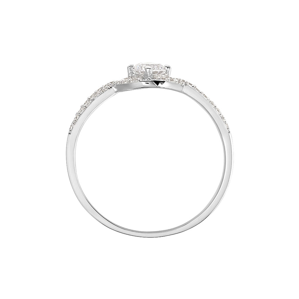 KATERINA Damen Ring Silber 925 Zirkonia Wei&szlig; 0,09 ct Welle