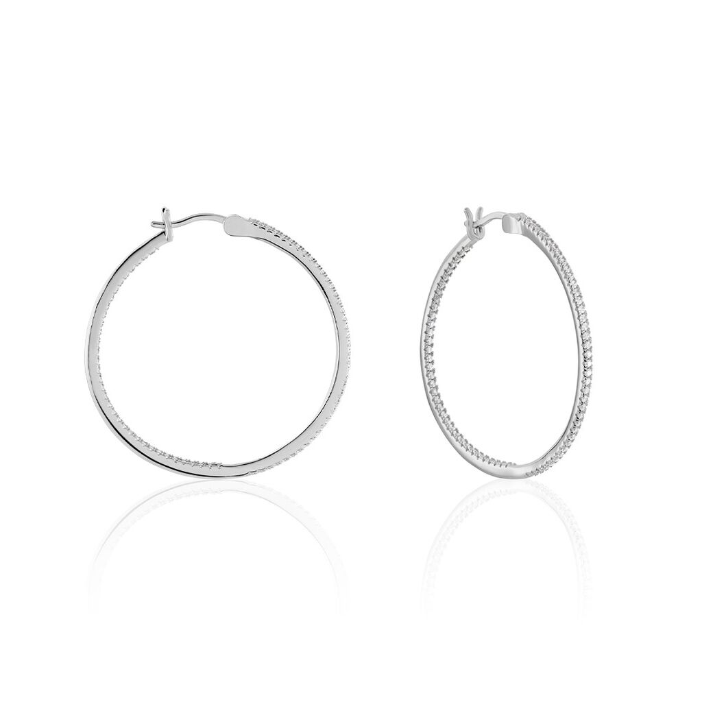 HOOPSA Damen Creolen Silber 925 Zirkonia Weiß 1,17 ct B 15,7 mm, Creolen mit Stein