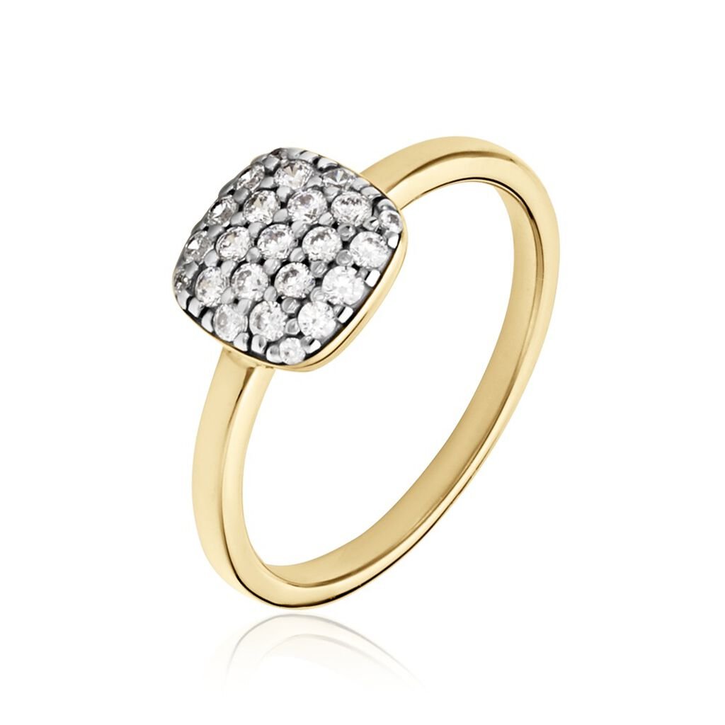 BIONDA Damen Ring Vergoldet Zirkonia Weiß Viereck, Ring mit Stein