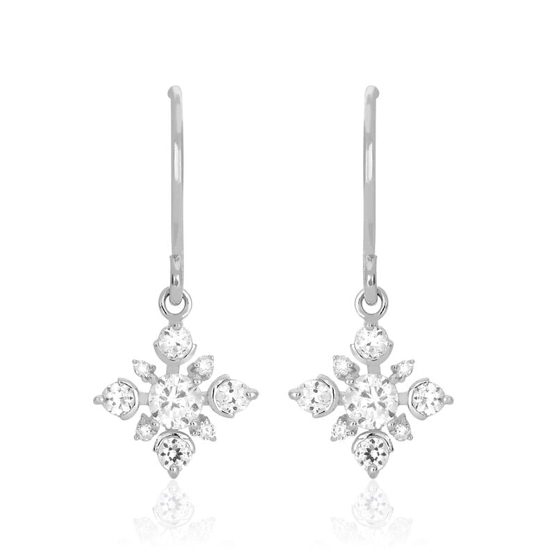 FLOKY Damen Ohrringe Lang Silber Silber 925 Zirkonia Wei&szlig; Schneeflocke - Ohrringe mit Stein Damen | OROVIVO