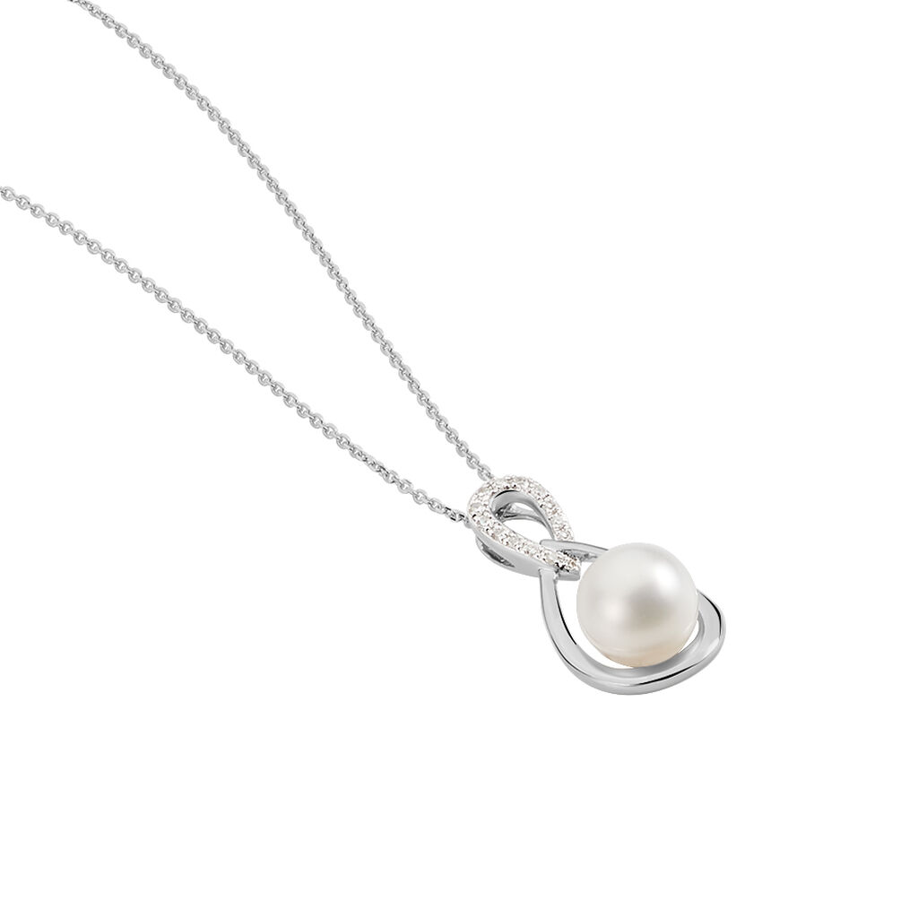 Damen Collier Weißgold 375 Zuchtperle Perlmutt Tropfen Lisy - Halsketten Damen | OROVIVO