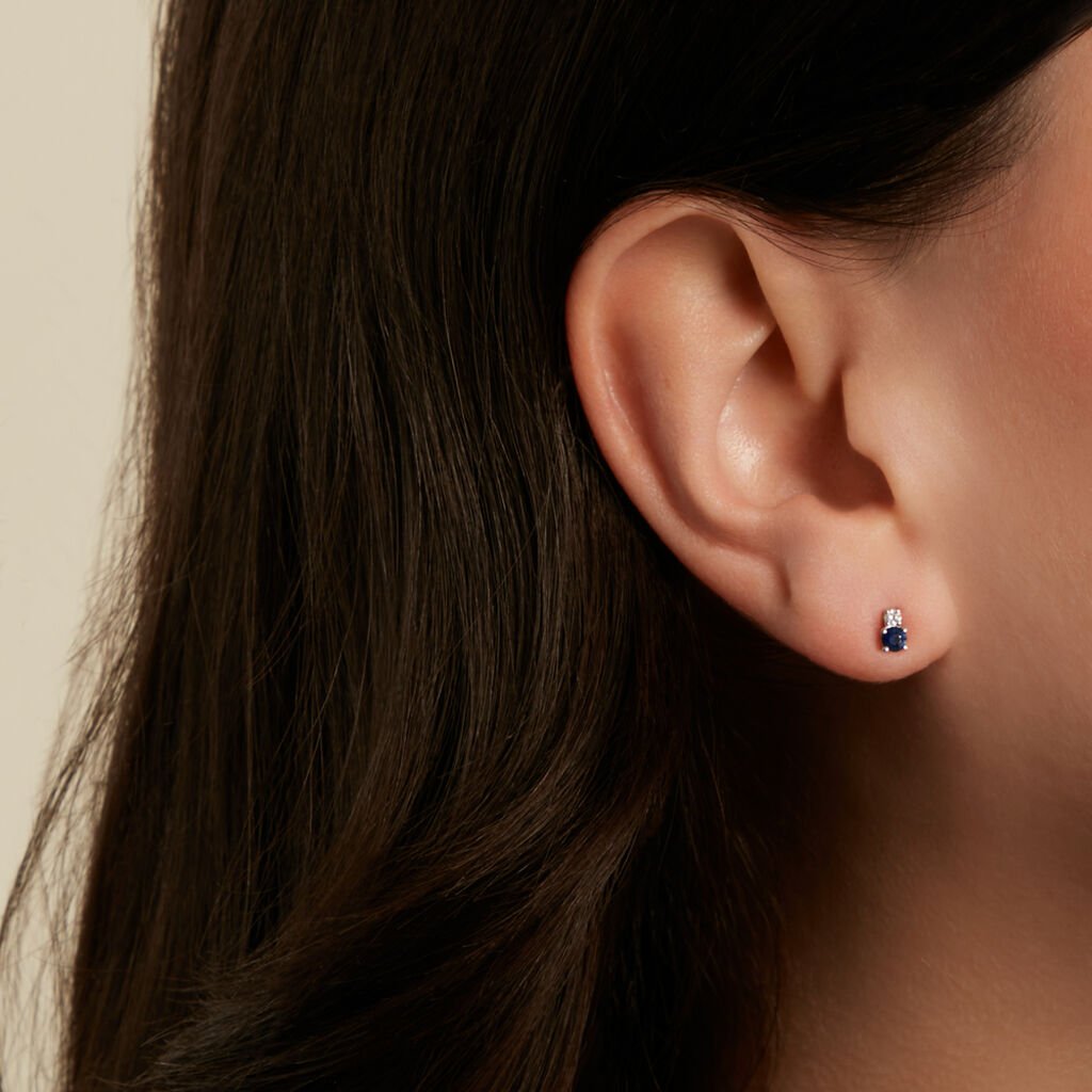 ELISABETH Damen Ohrstecker Wei&szlig;gold 585 (14 Karat) Saphir Blau 0,27 ct