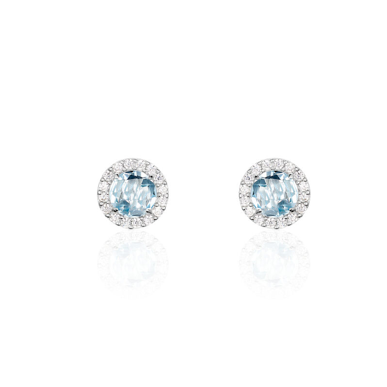 Damen Ohrstecker Weißgold 375 Blauer Topas 8mm - Ohrstecker Damen | OROVIVO