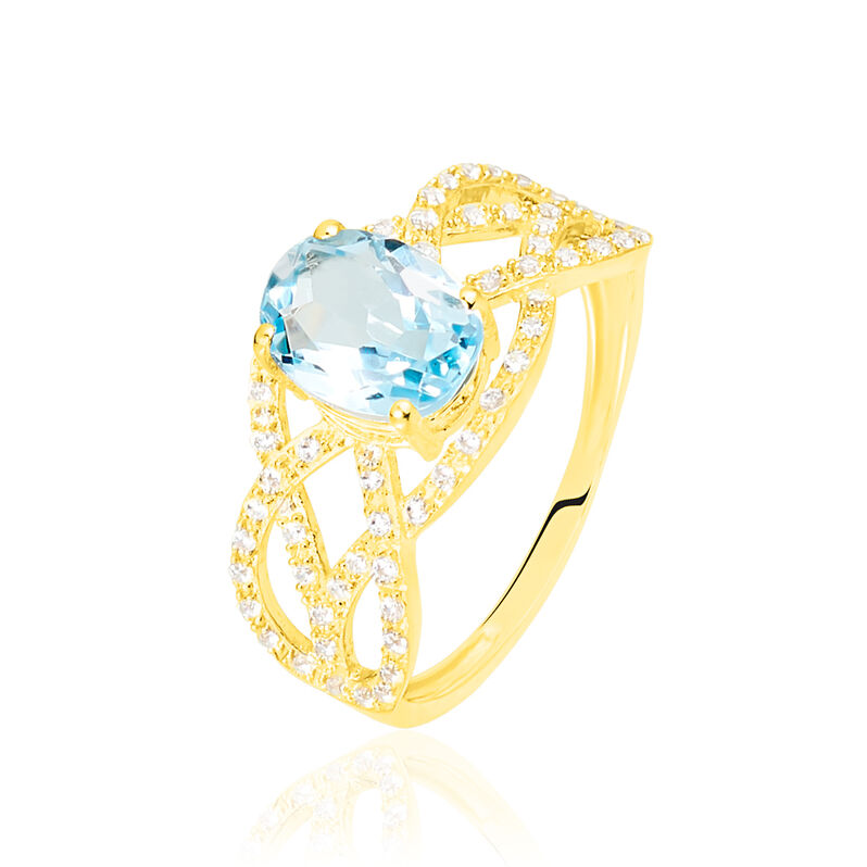 Bague Tina Or Jaune Topaze Et Oxyde De Zirconium - Spannringe Damen | OROVIVO