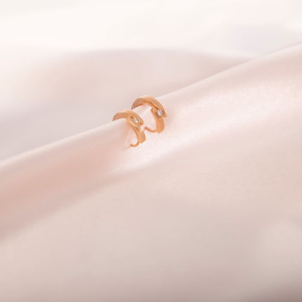 Damen Creolen Silber rosevergoldet 925 Zirkonia Wei&szlig;