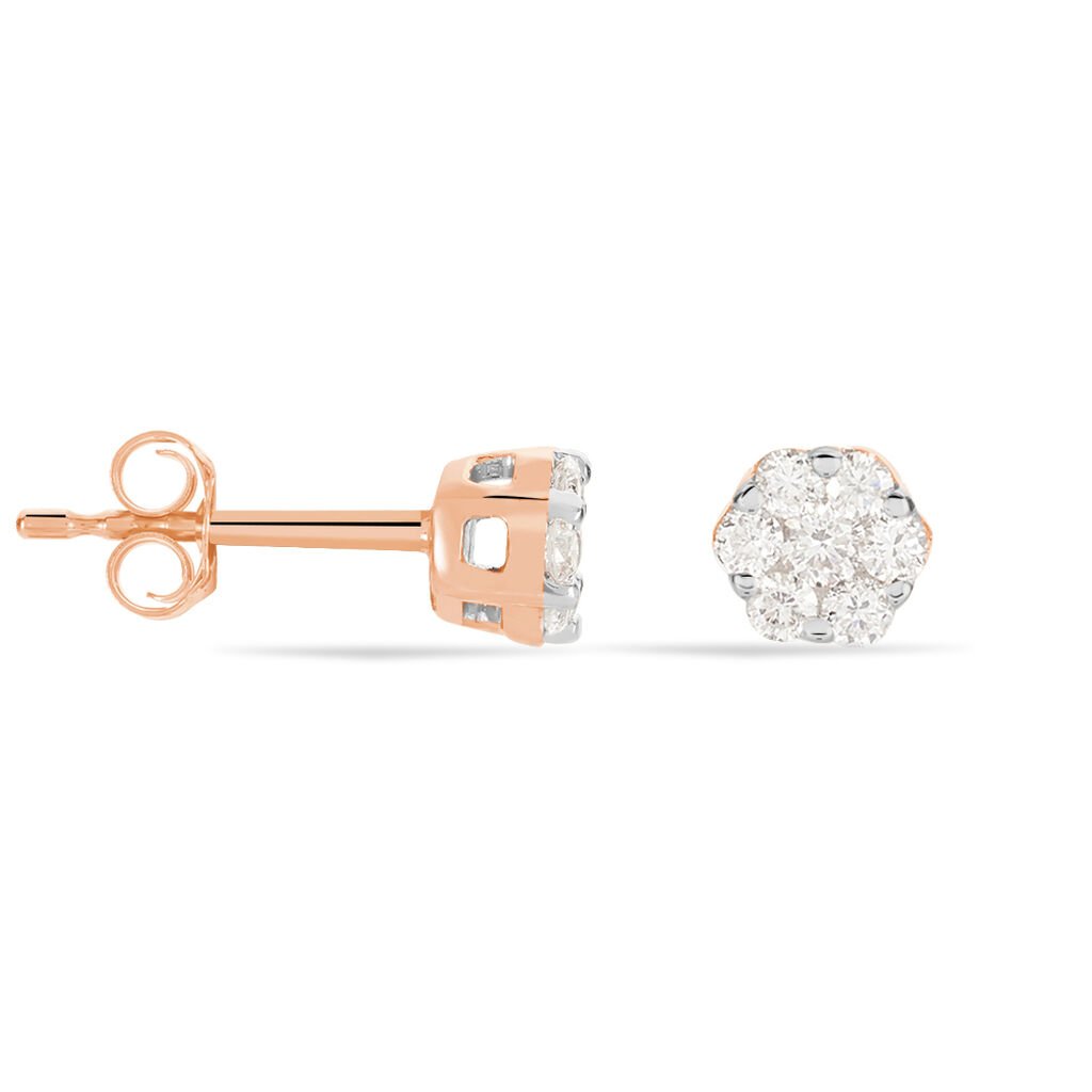 MERULA Damen Ohrstecker Rosegold 375 (9 Karat) Diamant Wei&szlig; 0,19 ct