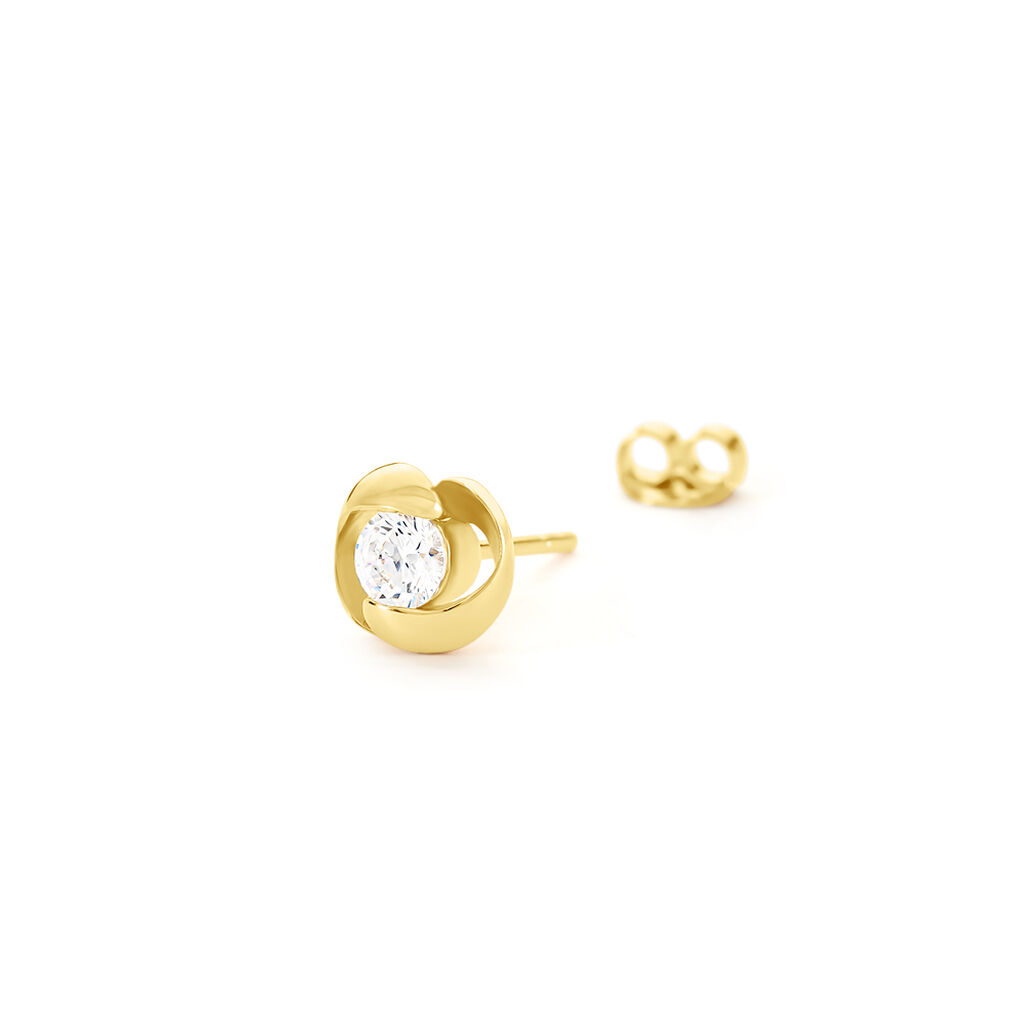 LUCY Damen Ohrstecker Silber vergoldet 925 Zirkonia Wei&szlig; 0,81 ct Blume
