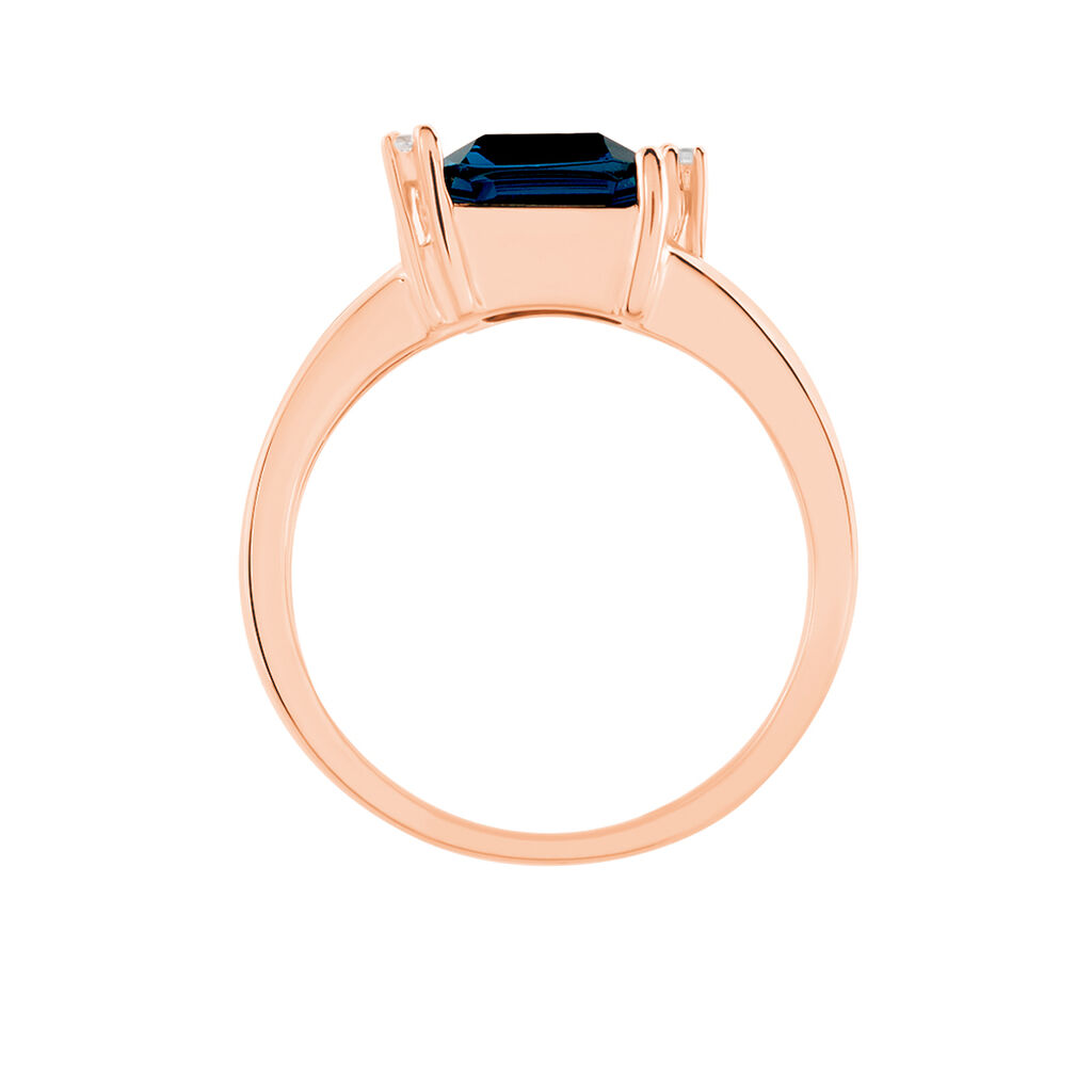 SEVERKA Damen Ring Silber rosevergoldet 925 Glas Londonblau Rechteckig