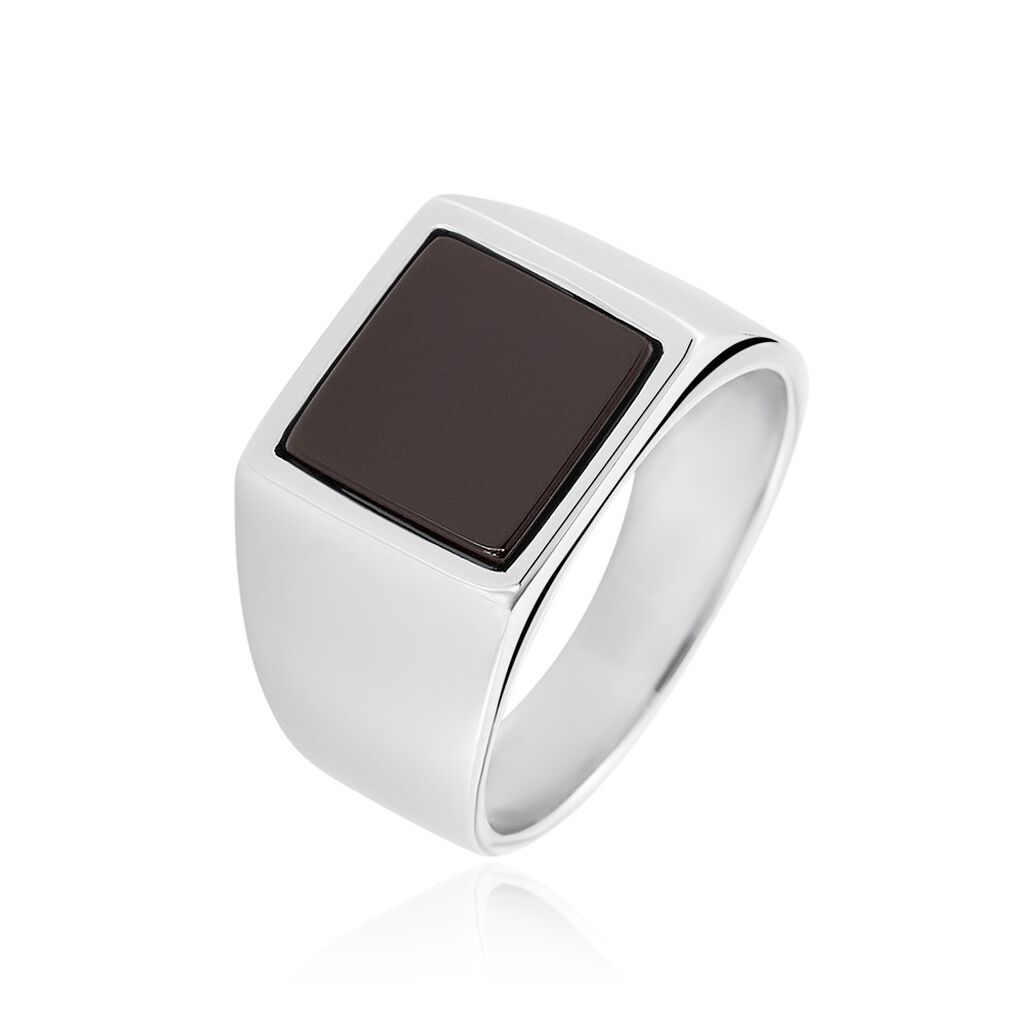 Herren Ring Silber Silber 925 Onyx Schwarz Philip 19,10mm 1,25mm  - Ringe mit Stein Herren | OROVIVO