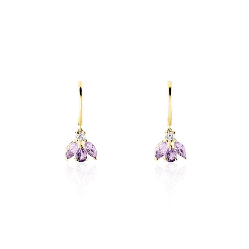 Boucles D'oreilles Pendantes Marna Or Jaune Améthyste Oxyde - Spannringe Damen | OROVIVO