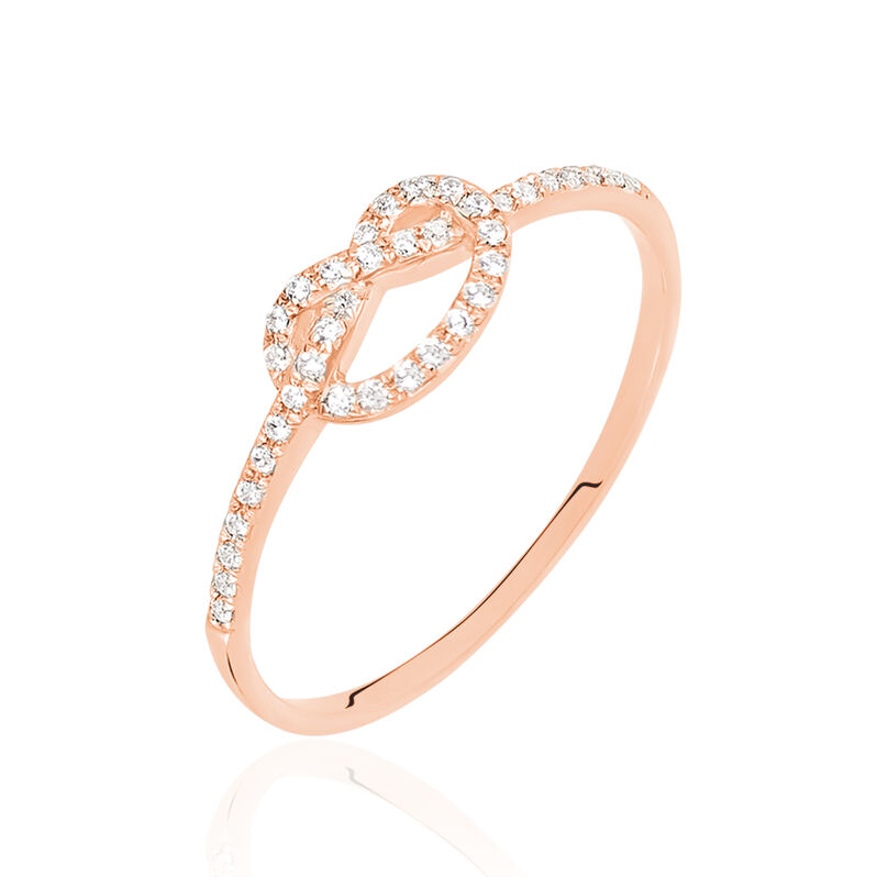 Bague Anfel Or Rose Nœud Pavage Oxydes - Spannringe Damen | OROVIVO
