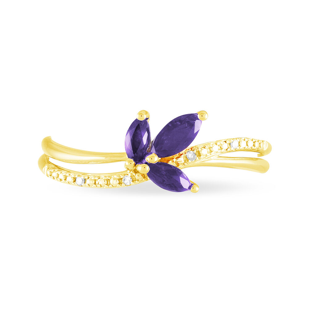 Bague Angie Or Jaune Amethyste Et Diamant - Spannringe Damen | OROVIVO