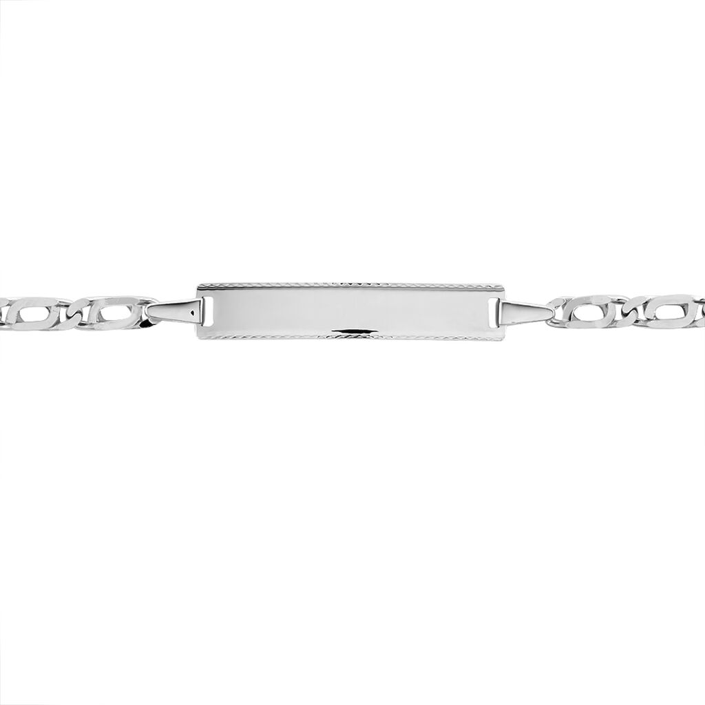 Bracelet Identité Fanelia Maille Marine Or Blanc - Spannringe Kinder | OROVIVO