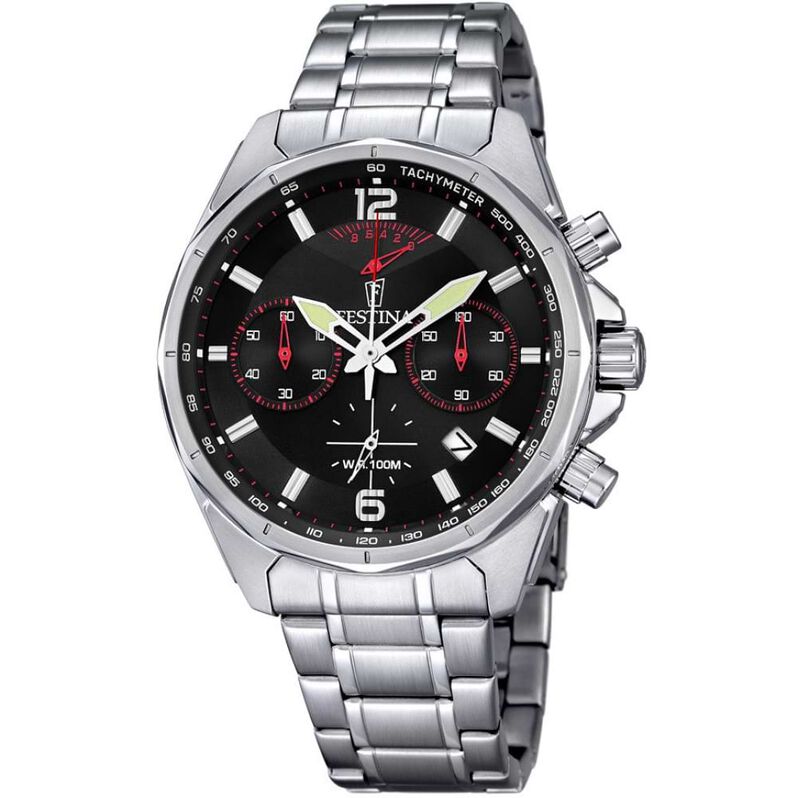 Festina orologio cronografo in acciaio silver e quadrante nero - Spannringe Herren | OROVIVO