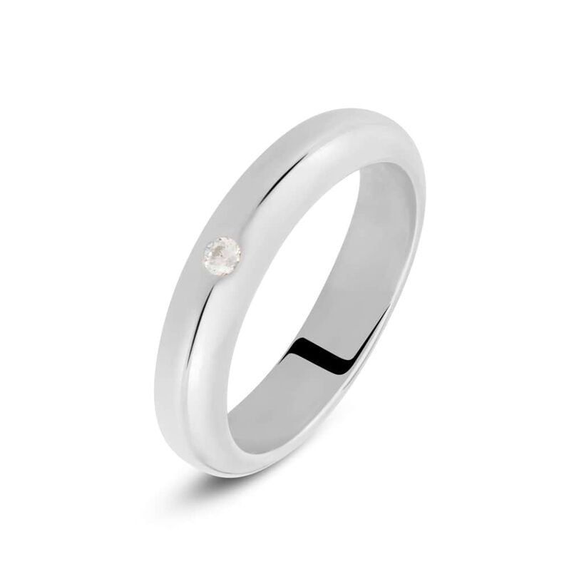 Fede Classica Leggera 4 mm Oro Bianco Diamante - Spannringe Unisex | OROVIVO