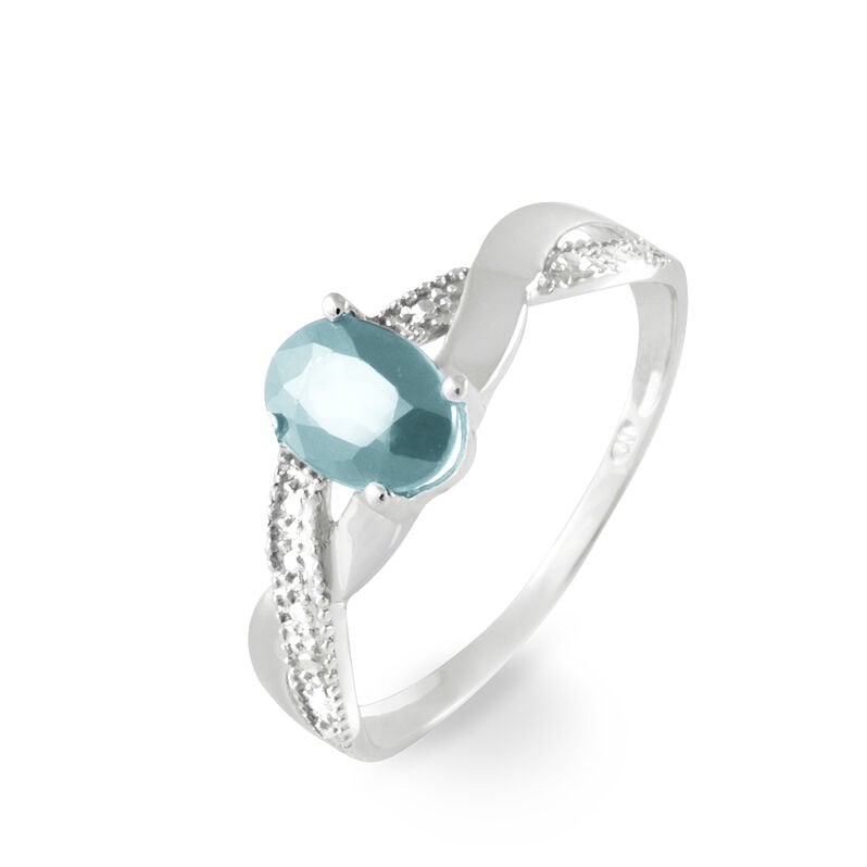 Bague Candice Or Blanc Aigue Marine - Spannringe Damen | OROVIVO