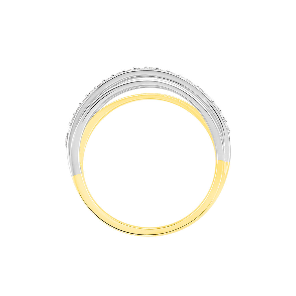 Damen Ring Gold Bicolor 585 Rund Weiß Forca - Ringe mit Stein Damen | OROVIVO
