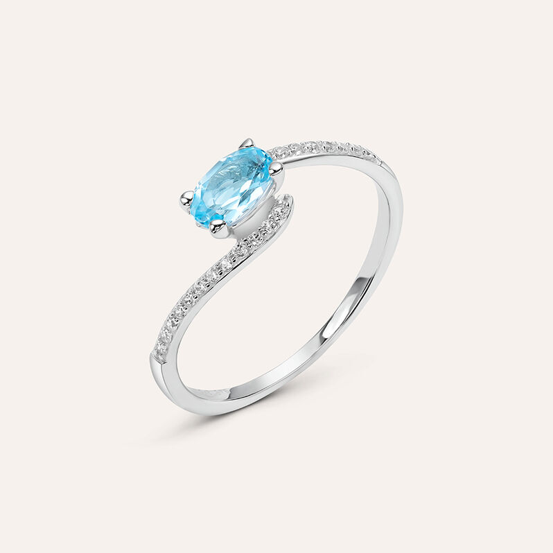 Anello Solitario Amélie Oro Bianco Topazio Cubic Zirconia - Spannringe Damen | OROVIVO