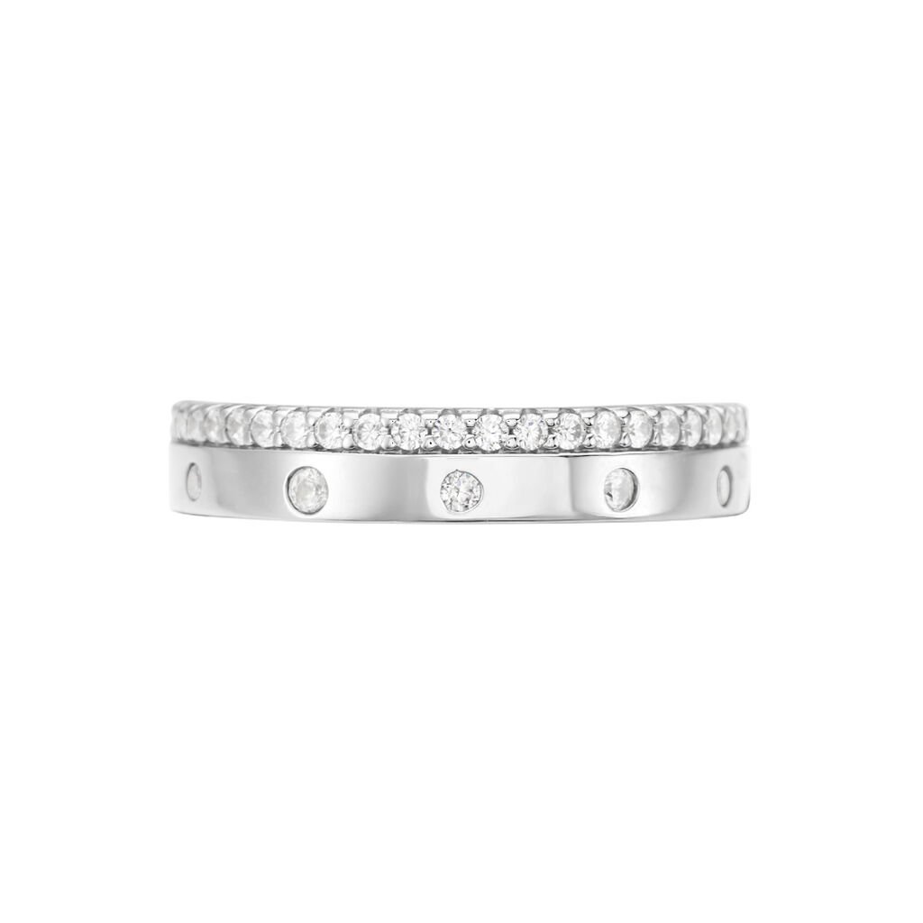 LAUREN Damen Ring Silber 925 Zirkonia Wei&szlig; 0,28 ct B 4 mm