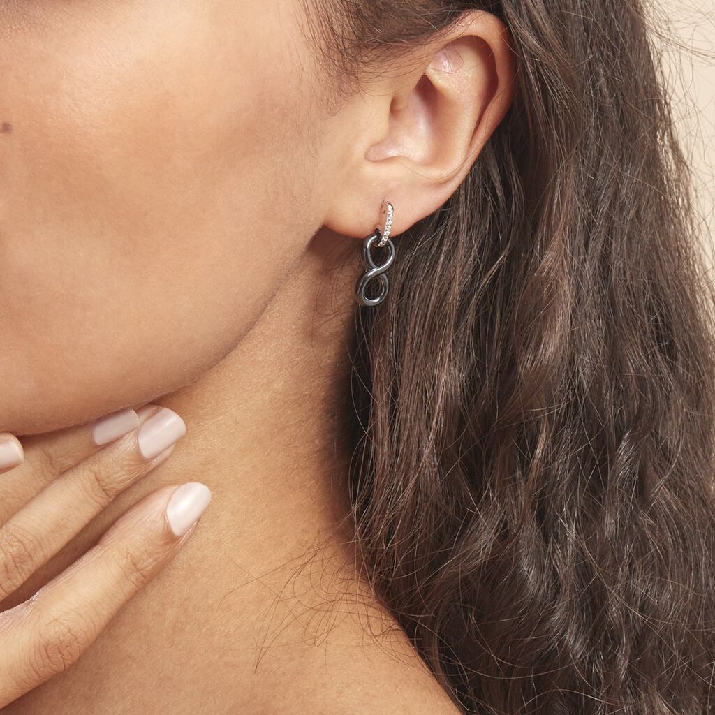 Boucles D'oreilles Pendantes Celinia Argent Blanc Céramique Et Oxyde - Spannringe Damen | OROVIVO