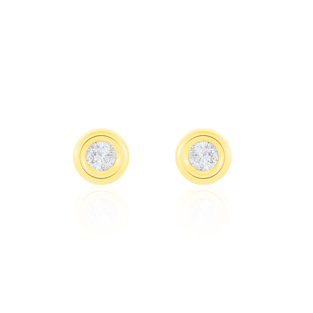 EDEN ZARGE PNEU Damen Ohrstecker Gold 375 (9 Karat) Zirkonia Wei&szlig;