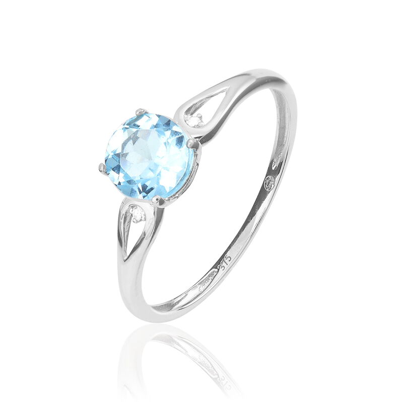 Bague Soisick Or Blanc Topaze Et Diamant - Spannringe Damen | OROVIVO