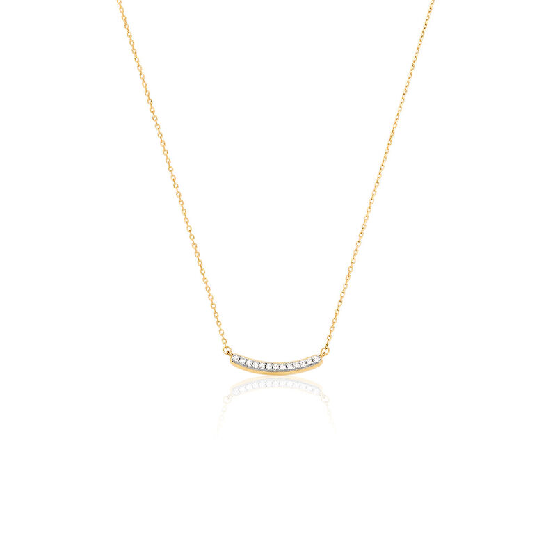 KAYLA Damen Collier Gold 375 (9 Karat) Synthetischer Diamant Wei&szlig; 0,07 ct - Halsketten Damen | OROVIVO