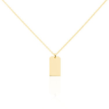 ODILE GRAVURPLATTE Damen Collier Silber vergoldet 925 Rechteckig