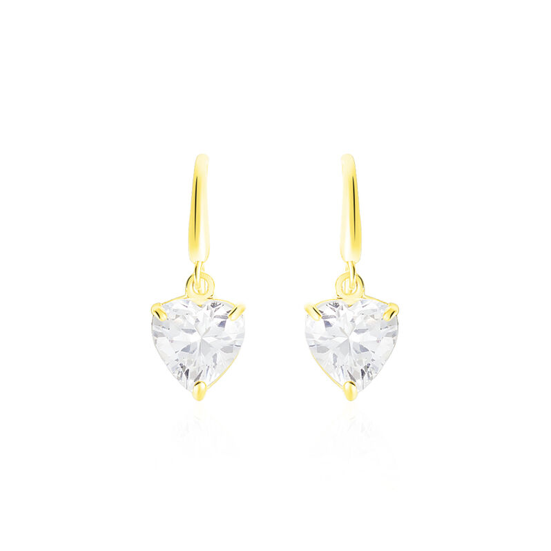 HERZ Damen Ohrringe Lang Gold 375 (9 Karat) Zirkonia Wei&szlig; 2,75 ct Herz - Ohrringe mit Stein Damen | OROVIVO