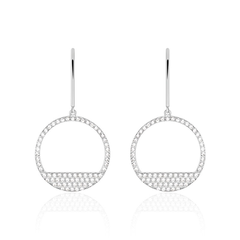 Boucles D'oreilles Pendantes Elena Or Blanc Oxyde De Zirconium - Spannringe Damen | OROVIVO