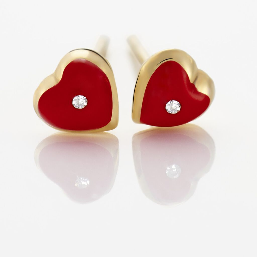  Ohrstecker Gold 375 Zirkonia Herz  - Ohrstecker  | OROVIVO