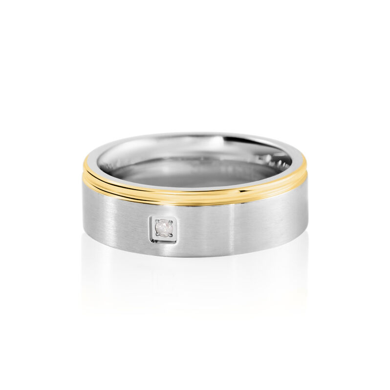 Damen Ring Edelstahl Bicolor Gold/Silber Rund Weiß Bond 60mm - Neuheiten Damen | OROVIVO