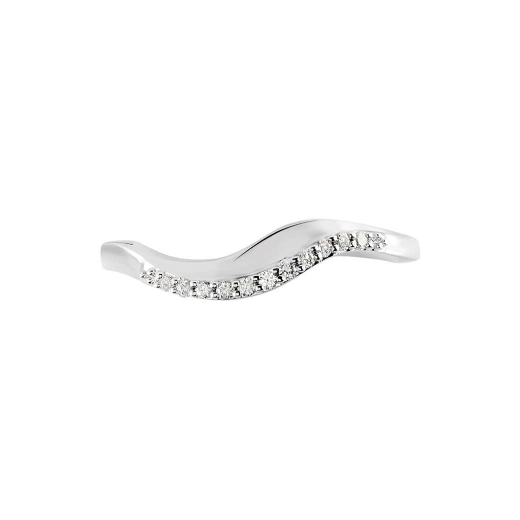 Damen Ring Weißgold 375 Diamant 0,1ct Welle Lata  - Ringe mit Stein Damen | OROVIVO