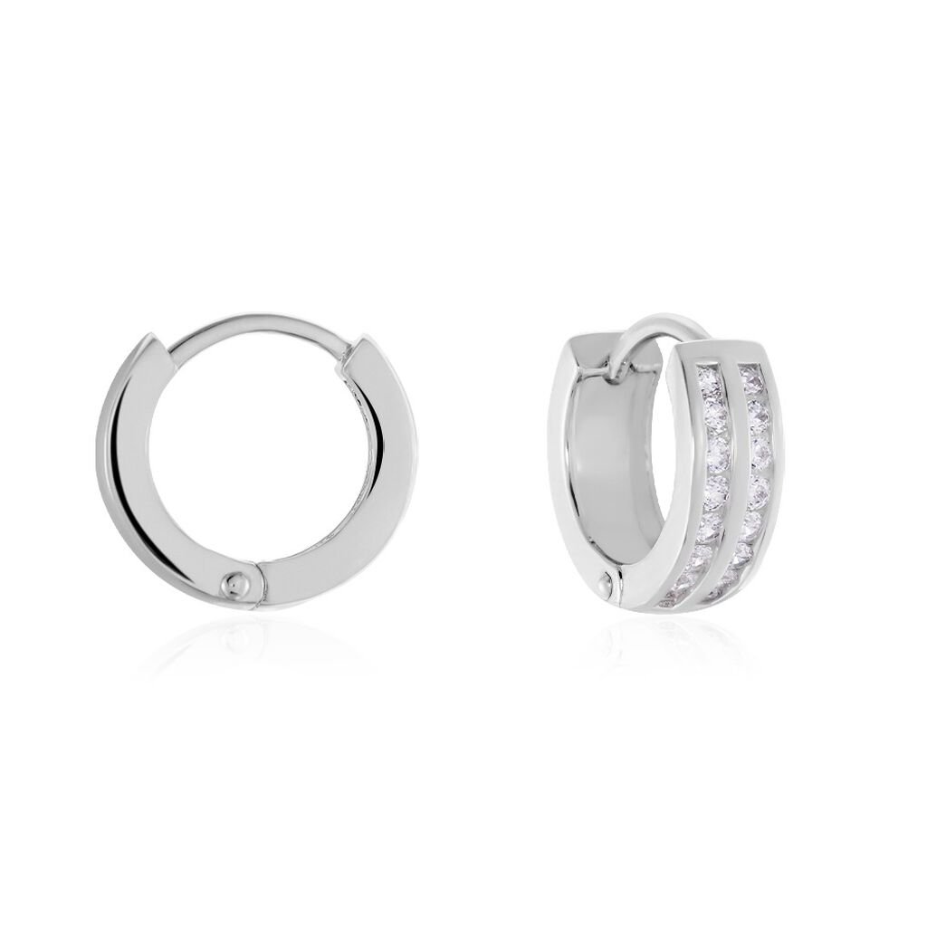 Damen Creolen Silber 925 Zirkonia Wei&szlig; 0,8 ct