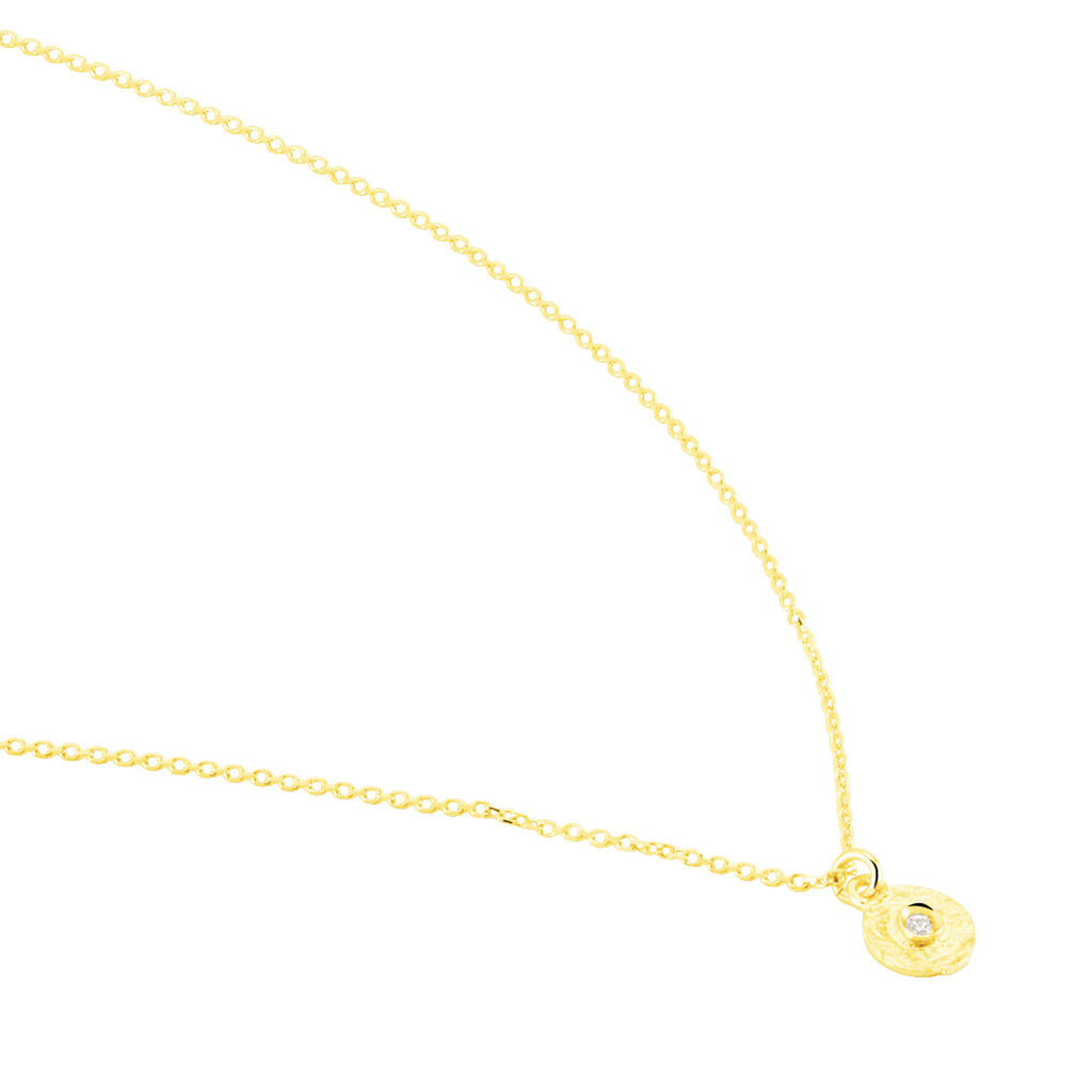 DOTTIE Damen Collier Gold 375 (9 Karat) Zirkonia Wei&szlig; 0,02 ct Kreis