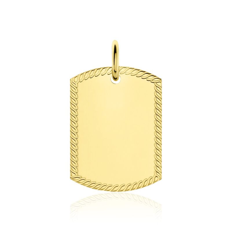 Kettenanh&auml;nger mit Gravur Gold 375 Rechteckig 15mm April - Schmuckanh&auml;nger Familie | OROVIVO