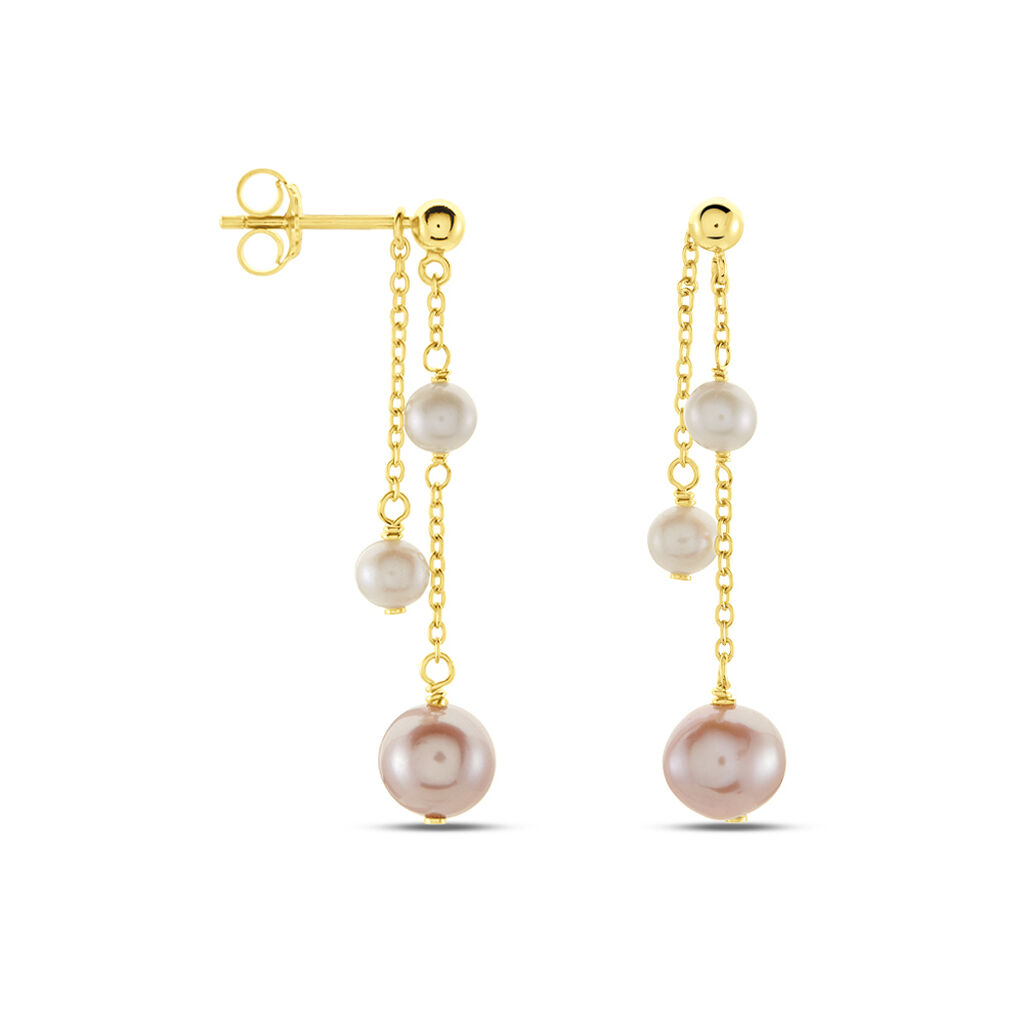 Damen Ohrringe Lang Silber vergoldet 925 Zuchtperle Weiß Perla  - Ohrringe Damen | OROVIVO