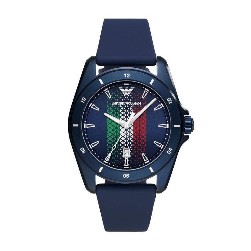 Orologio Emporio Armani solo tempo cinturino in silicone blu e cassa in acciaio blu - Spannringe Herren | OROVIVO