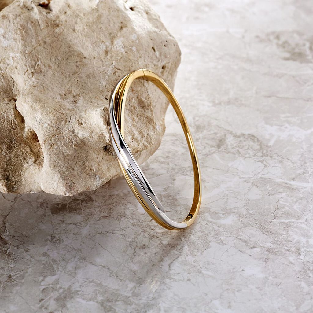 Damen Armreif Messing Gold 750 plattiert Bicolor - Sommerschmuck Damen | OROVIVO
