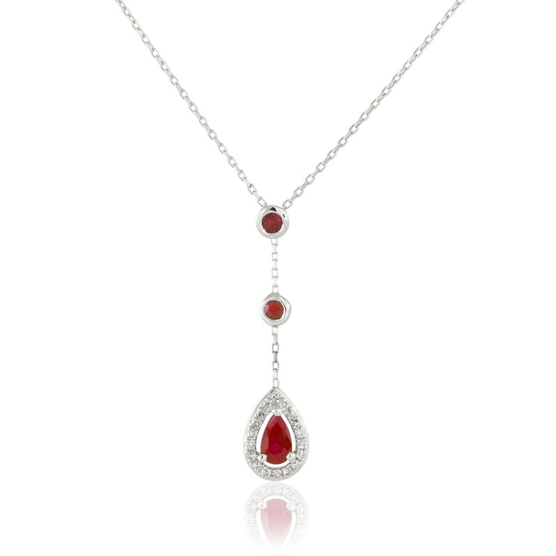 Collier Livina Or Blanc Rubis Et Diamant - Spannringe Damen | OROVIVO