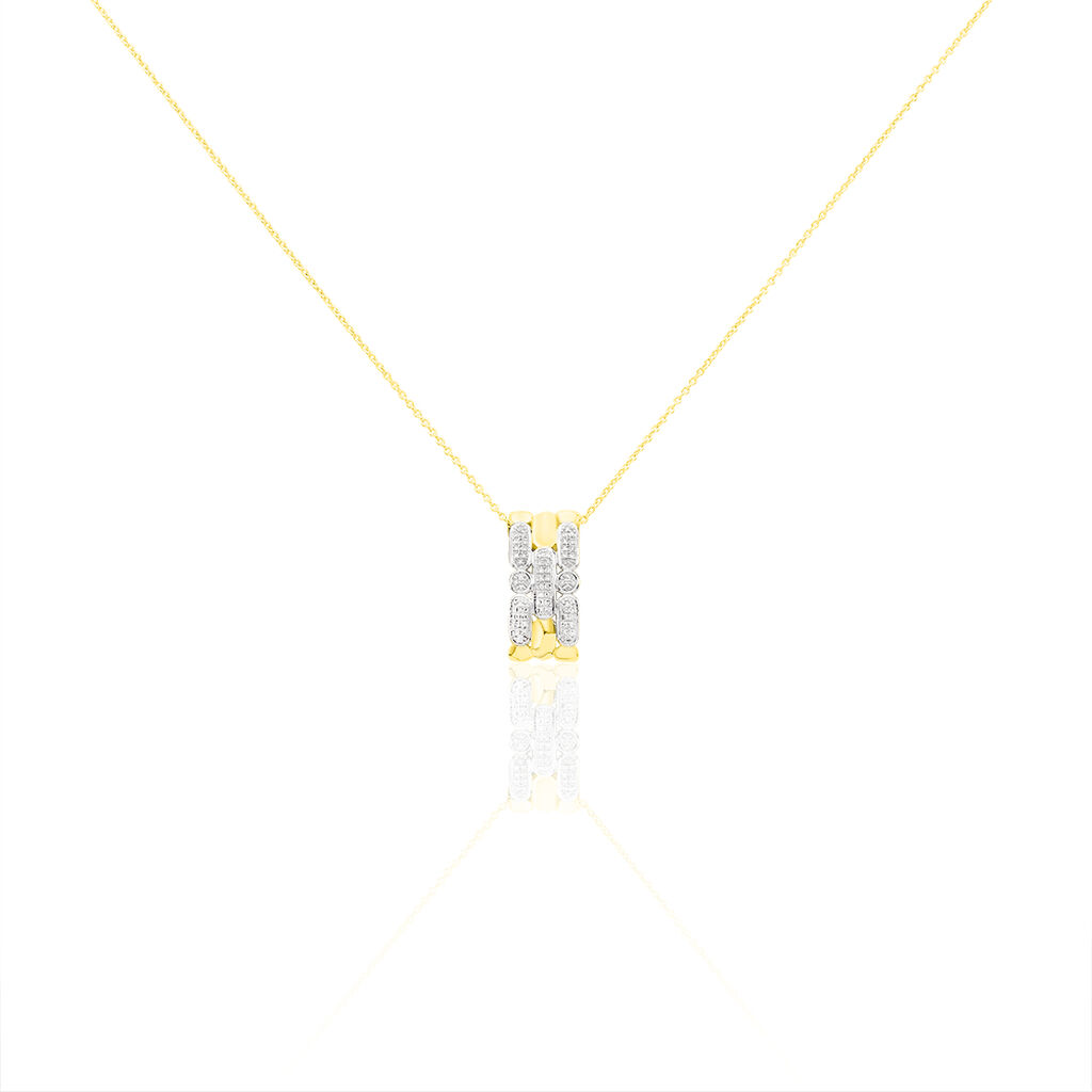 ETTA Damen Collier Gold 375 (9 Karat) Diamant Wei&szlig; 0,14 ct Barren