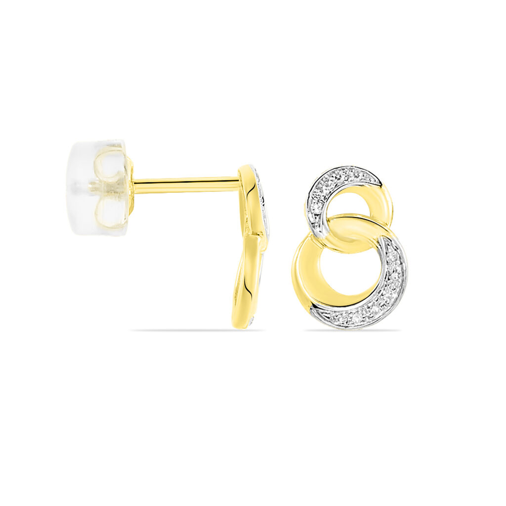 Boucles D'oreilles Or Jaune Myrtille Double Cercles Diamant - Spannringe Damen | OROVIVO