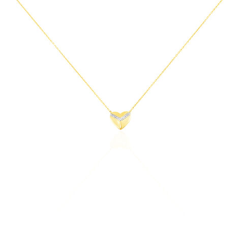 Damen Collier Gold 375 Diamant 0,03ct Herz Herz Full 45cm - Halsketten Damen | OROVIVO