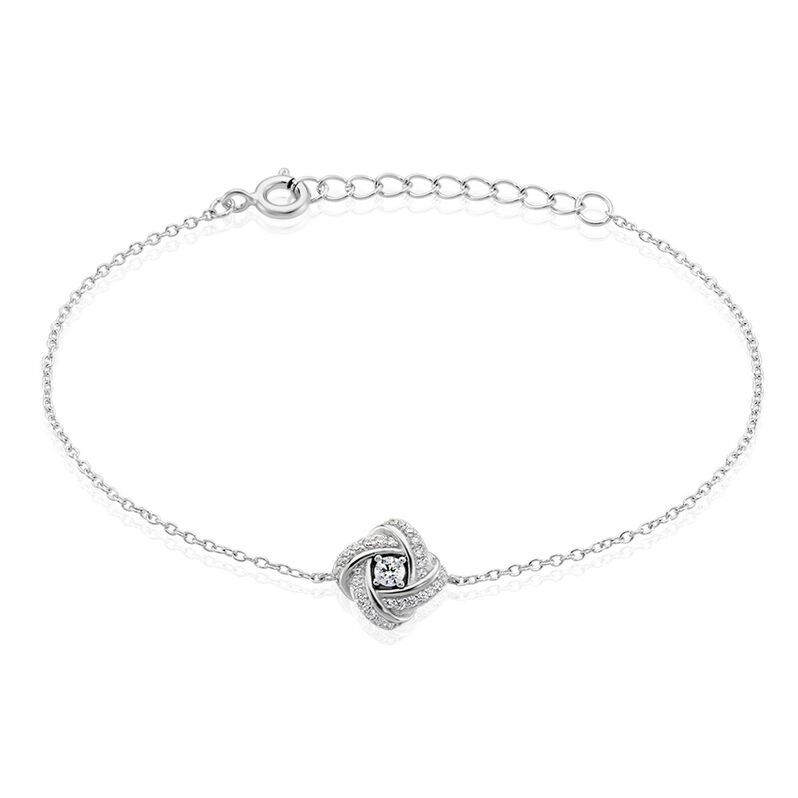 Bracelet Argent Rhodie Anasthase Nid Sertis Griffes Et Pavage - Spannringe Damen | OROVIVO